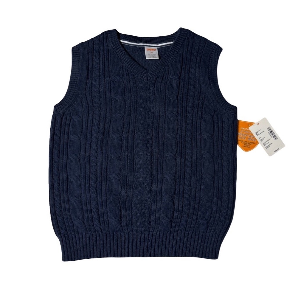 Boys Gymboree Navy Blue Knit cable sweater Vest Size 4T NWT